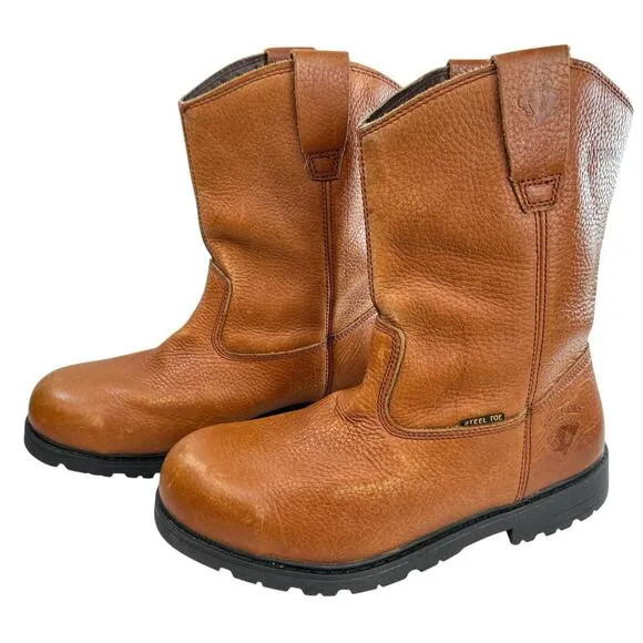 HERMAN SURVIVORS Brown Leather Western Work Boots Workhorse II Steel Toe Size 11