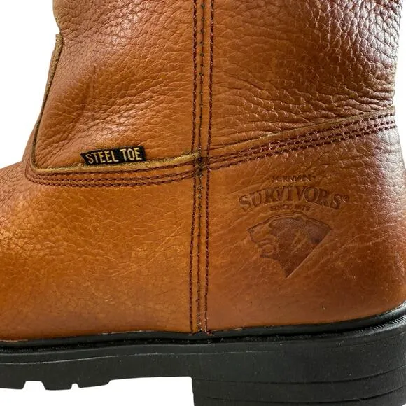 HERMAN SURVIVORS Brown Leather Western Work Boots Workhorse II Steel Toe Size 11