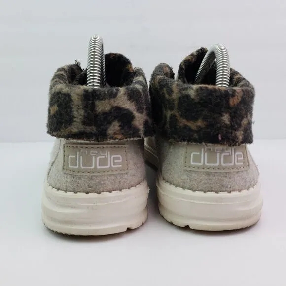 Hey Dude Britt Womens Size 9 Cream Cheetah Fur Cuff Comfort Casual Shoes