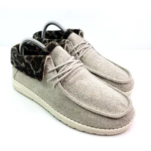 Hey Dude Britt Womens Size 9 Cream Cheetah Fur Cuff Comfort Casual Shoes