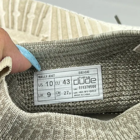 Hey Dude Shoes Wally Knit Beige Slip On Shoes Mens Size: 10
