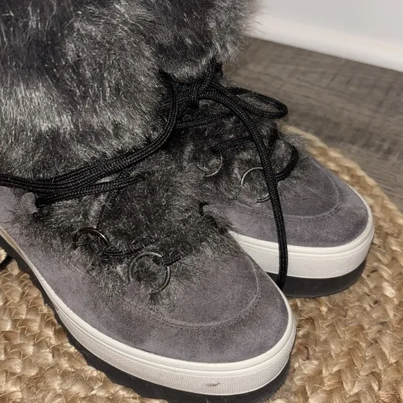 Högl 2-10-1827 Casual Velour Leder Dark Gray Winter Boots Women’s Size is 6.5