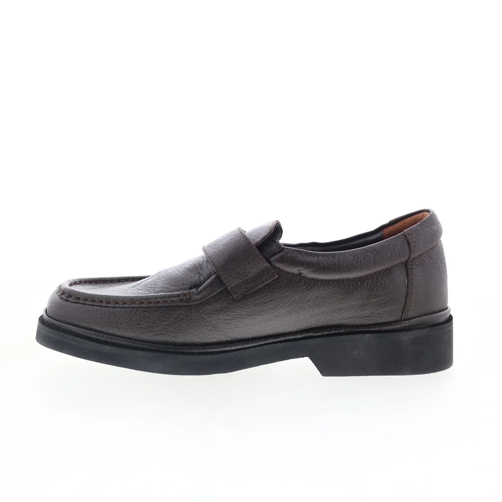 Hitchcock 7192 Mens Brown Extra Wide 3E Leather Loafers Casual Shoes