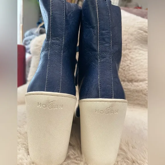 HOGAN ankle boots slate blue 37 made in Italy NWOB