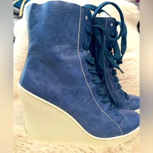 HOGAN ankle boots slate blue 37 made in Italy NWOB