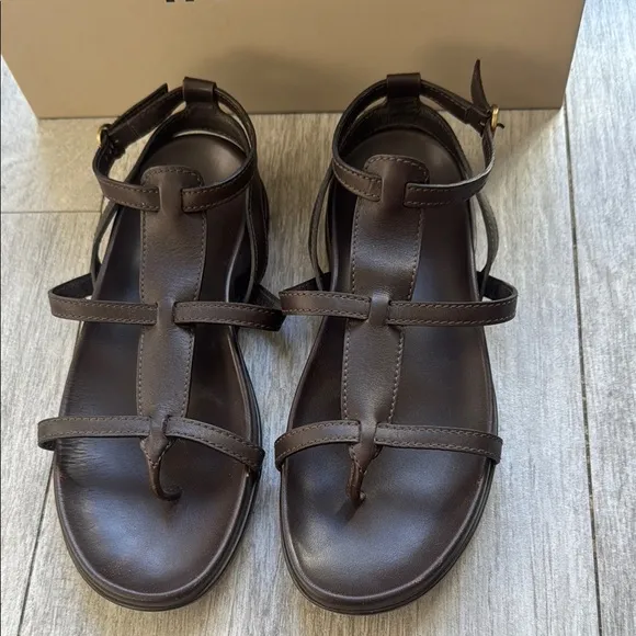 Hogan Fussbett Women's Brown Leather Gladiator Sandals size 6.5 support footbed