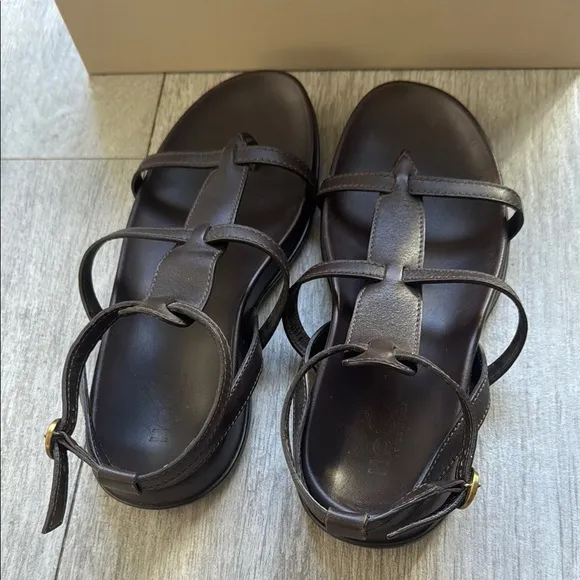 Hogan Fussbett Women's Brown Leather Gladiator Sandals size 6.5 support footbed