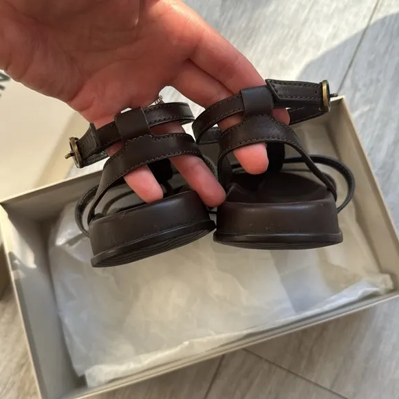 Hogan Fussbett Women's Brown Leather Gladiator Sandals size 6.5 support footbed