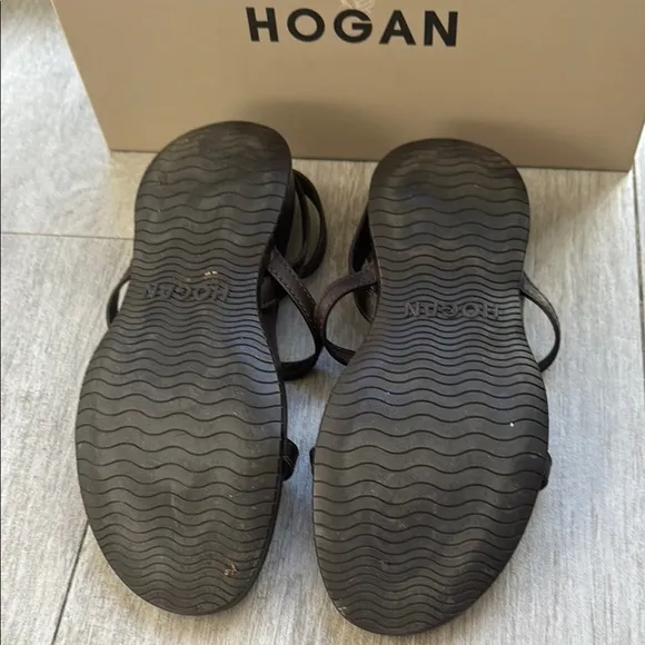 Hogan Fussbett Women's Brown Leather Gladiator Sandals size 6.5 support footbed