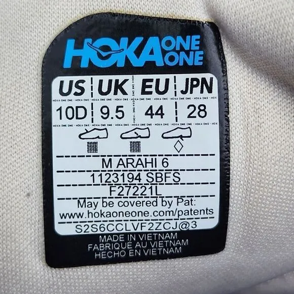 HOKA ARAHI 6 - Mens Athletic Shoes - SIZE 10D