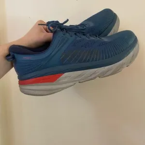 HOKA ONE MENS BONDI 7 BLUE RUNNING SHOES SIZE 14 REAL TEAL WIDE