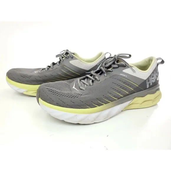 Hoka One One Arahi 3 Mens Size 11 Gray Yellow Athletic Running Shoes Sneaker