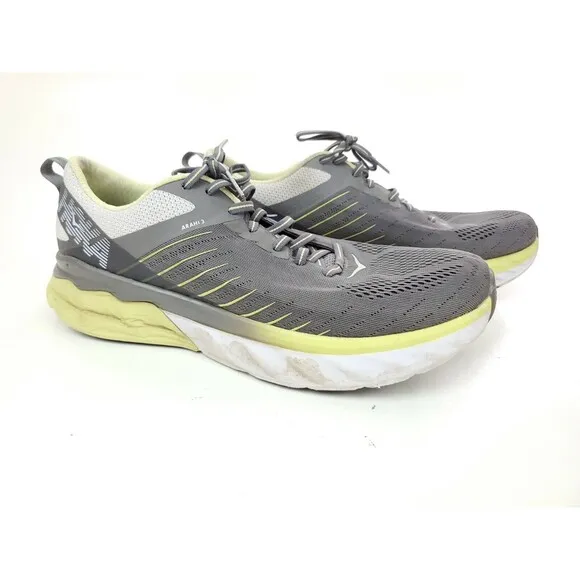 Hoka One One Arahi 3 Mens Size 11 Gray Yellow Athletic Running Shoes Sneaker