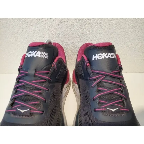 Hoka One One Bondi 7 Womens Sz 9.5 Running Shoes Sneakers Blue Graphite Fuchsia
