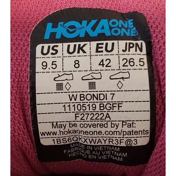 Hoka One One Bondi 7 Womens Sz 9.5 Running Shoes Sneakers Blue Graphite Fuchsia