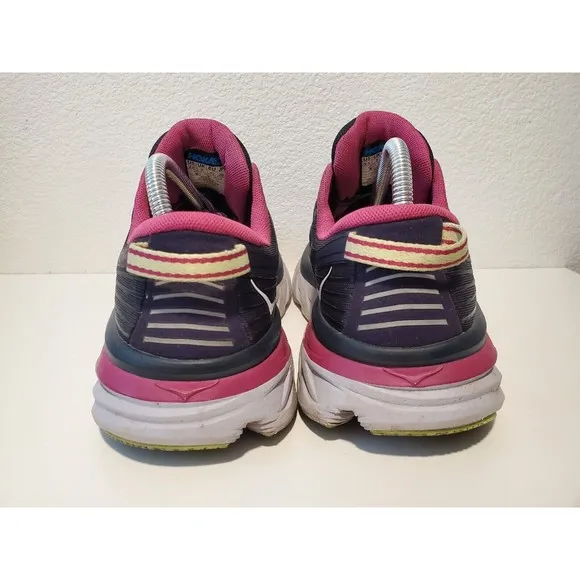 Hoka One One Bondi 7 Womens Sz 9.5 Running Shoes Sneakers Blue Graphite Fuchsia