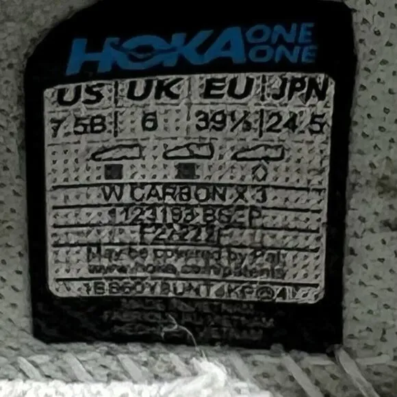 Hoka One One Carbon Fiber X 3 Road Running Shoes Womens Size 7.5 White Athletic