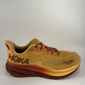 Hoka One One Clifton 9 Running Shoes Womens Size 10.5 B Orange Red Athletic