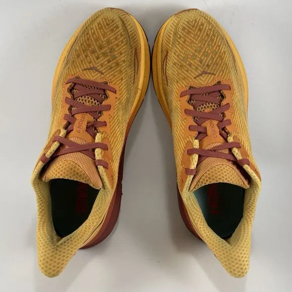 Hoka One One Clifton 9 Running Shoes Womens Size 10.5 B Orange Red Athletic