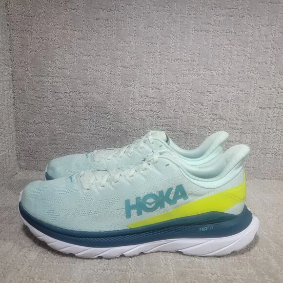 Hoka One One Mach 4 Men's Size US 12D Blue Glass Evening Primrose Athletic Shoes