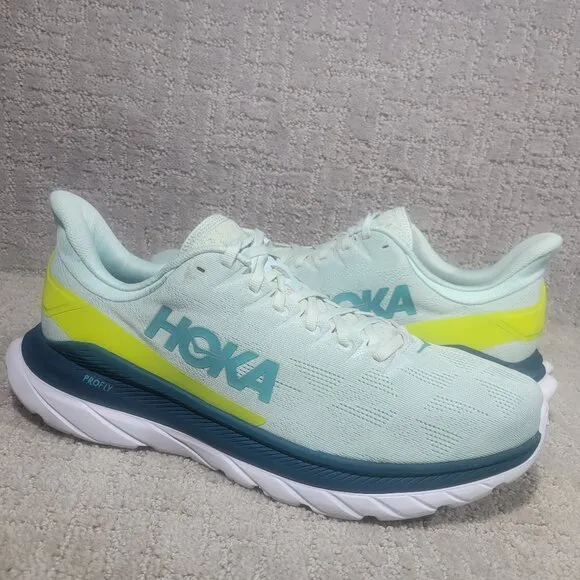 Hoka One One Mach 4 Men's Size US 12D Blue Glass Evening Primrose Athletic Shoes