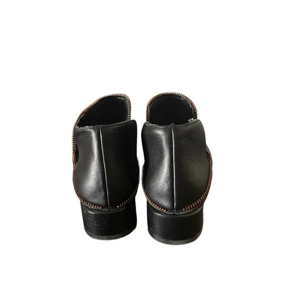 Holgen Black Leather Zip Detail Ankle Boots Size 6.5
