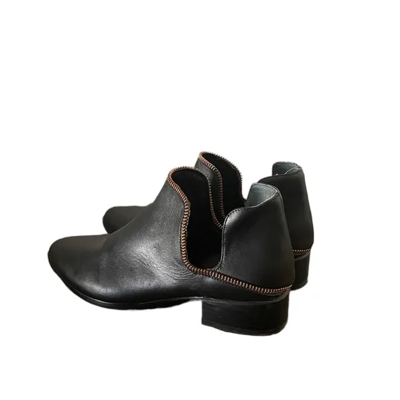 Holgen Black Leather Zip Detail Ankle Boots Size 6.5