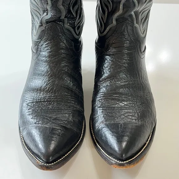 Hondo Men's Black Sharkskin Vamp Leather Shank 9040 Contrast Stitching 11.5 D