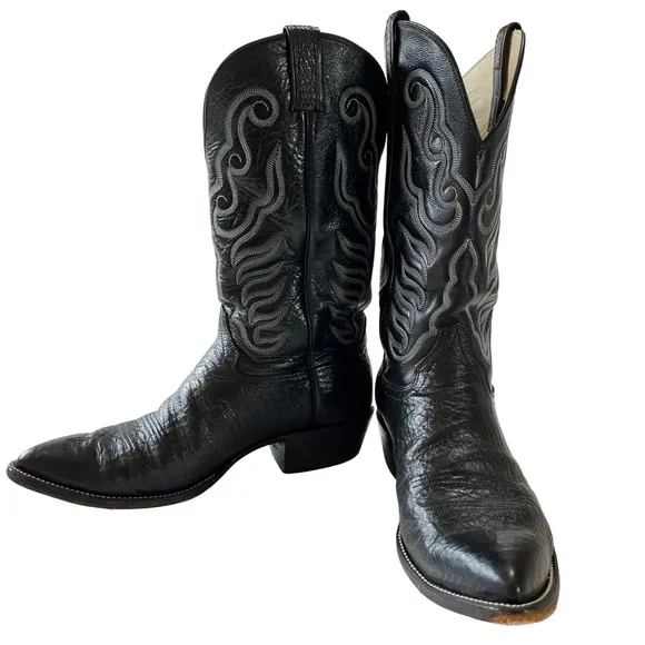 Hondo Men's Black Sharkskin Vamp Leather Shank 9040 Contrast Stitching 11.5 D