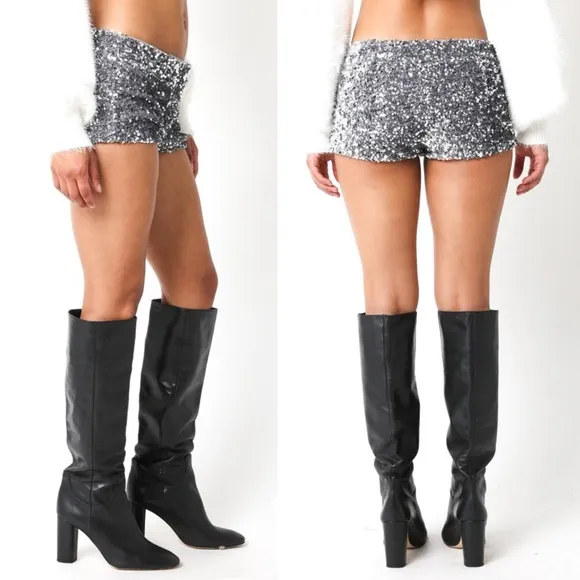 Hot To Go Mini Silver Sequin Shorts