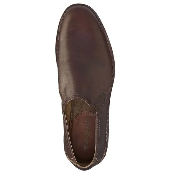 H.S. Trask Blaine Chocolate Bison Leather Slip-On Loafers Men's Shoes NWOT 13M
