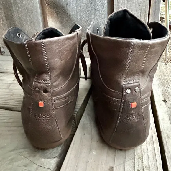 Hugo Boss Leather Lace-Up Boots size 43 Made in Italy Designer