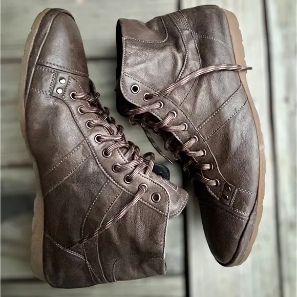 Hugo Boss Leather Lace-Up Boots size 43 Made in Italy Designer