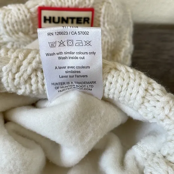 Hunter BOOTS &amp; SOCKS, Tall Black Rain Boots Size 6 &amp; Gray &amp; Cream Hunter Socks
