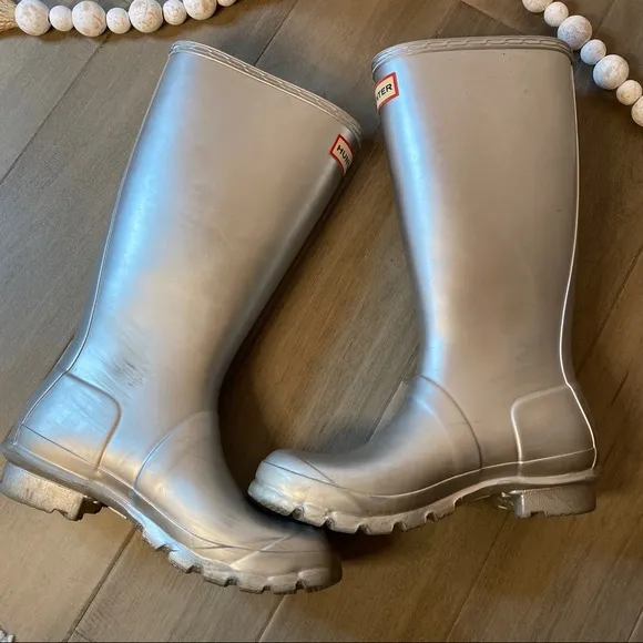 Hunter Boots Tall Silver Youth Girls 6