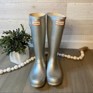 Hunter Boots Tall Silver Youth Girls 6