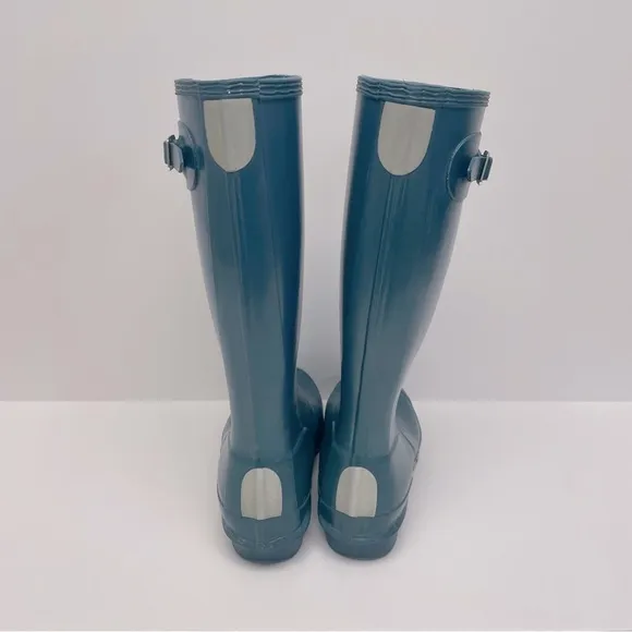 Hunter Boots w/ Reflectors Teal Original Kids Gloss US Boy Size 5, Girl Size 6
