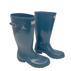 Hunter Boots w/ Reflectors Teal Original Kids Gloss US Boy Size 5, Girl Size 6