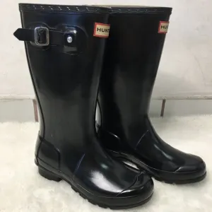 Hunter Kids Black Glossy Tall Rain Boots Size 3 M / 4 F