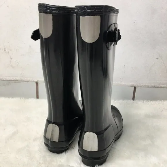 Hunter Kids Black Glossy Tall Rain Boots Size 3 M / 4 F