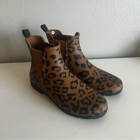 Hunter Leopard Print Ankle Boots