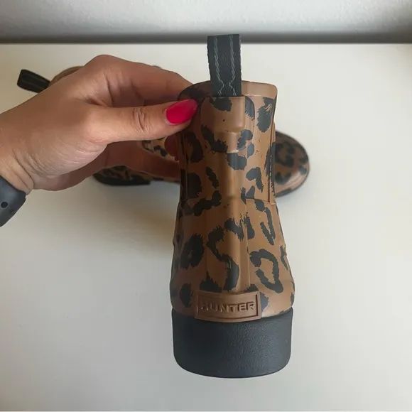Hunter Leopard Print Ankle Boots