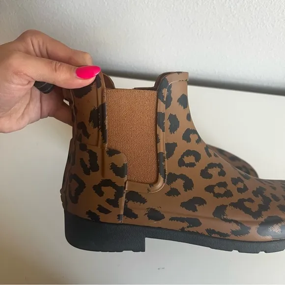 Hunter Leopard Print Ankle Boots
