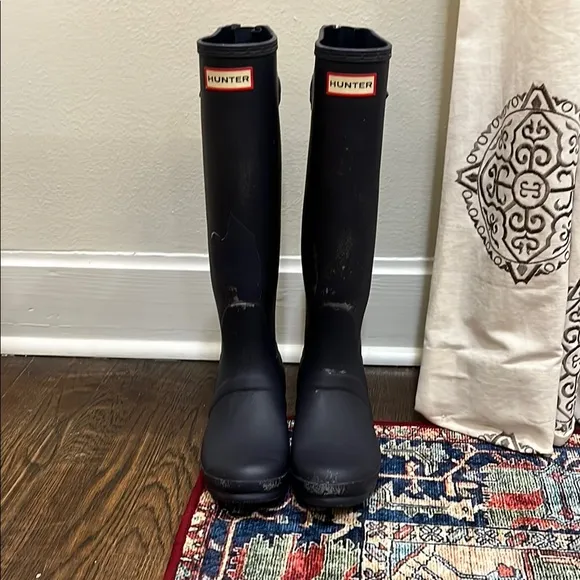 Hunter Navy Matte Tall Rain Boots