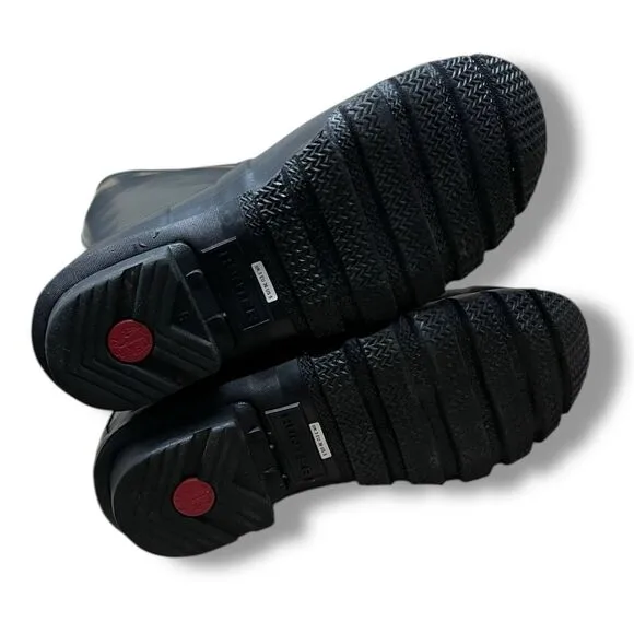 Hunter Original Black Tall Matte Rubber Buckle Rain Boots Women’s Size 5