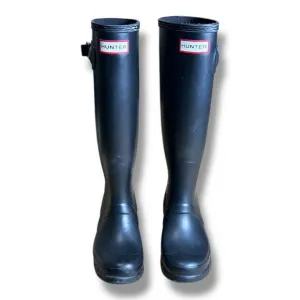 Hunter Original Black Tall Matte Rubber Buckle Rain Boots Women’s Size 5