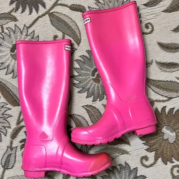 Hunter Original Gloss Tall Rain Boots Pink 9 8M 9W