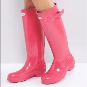Hunter Original Gloss Tall Rain Boots Pink 9 8M 9W