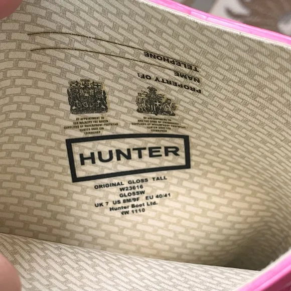 Hunter Original Gloss Tall Rain Boots Pink 9 8M 9W