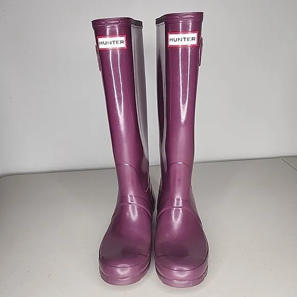 Hunter Original Gloss Tall Rubber Wellington Rain Boots Womens Size 6 EUR 37